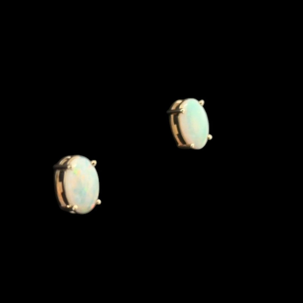 14ct Gold Solid Opal Earrings (se819)