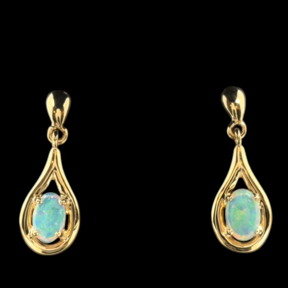 14ct Gold Solid Opal Earrings (se821)