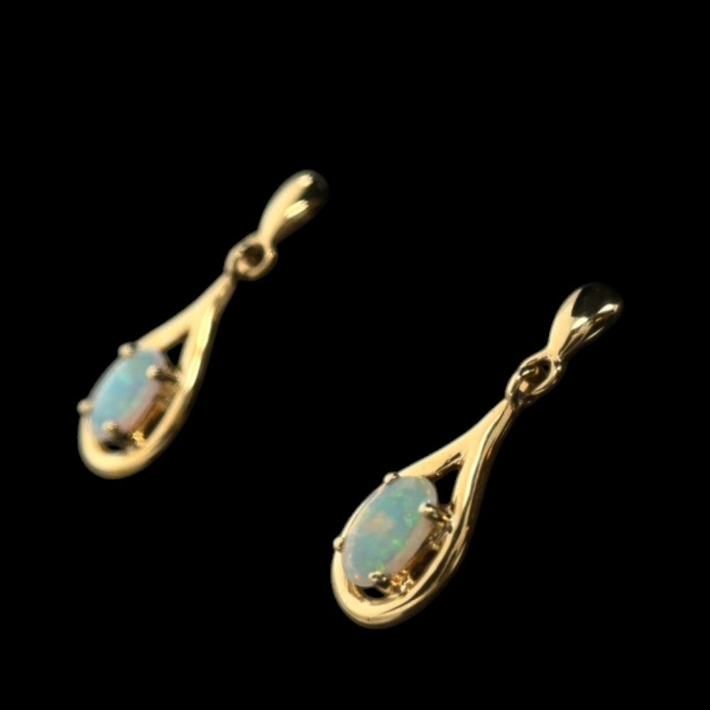 14ct Gold Solid Opal Earrings (se821)