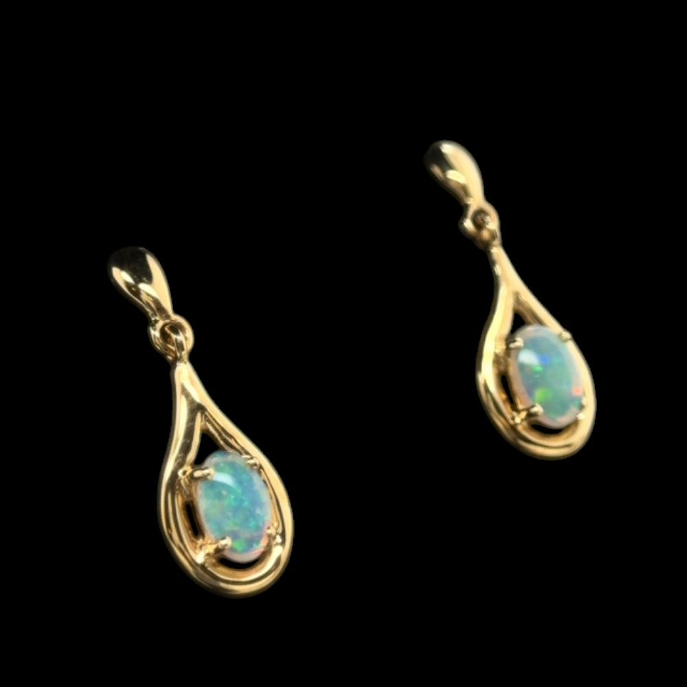 14ct Gold Solid Opal Earrings (se821)