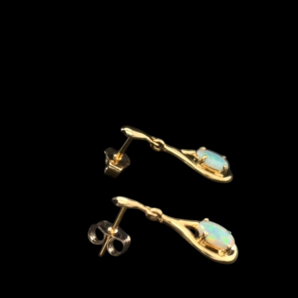 14ct Gold Solid Opal Earrings (se821)