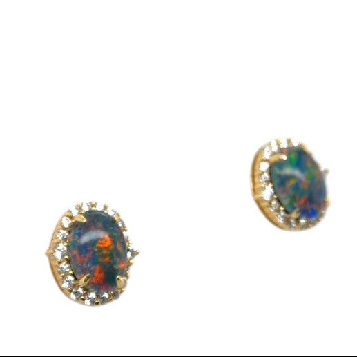 Gold Plated Triplet Opal Earrings (gpte128)