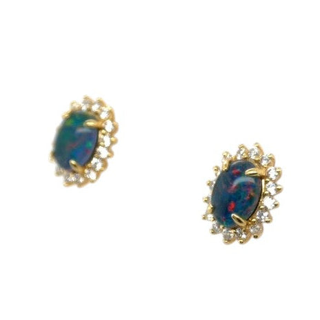 Gold Plated Triplet Opal Earrings (gpte129)