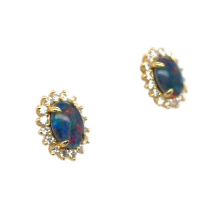 Gold Plated Triplet Opal Earrings (gpte129)
