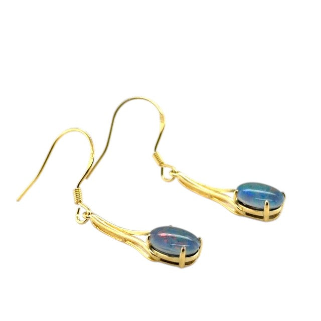 Gold Plated Triplet Opal Earrings (gpte126)