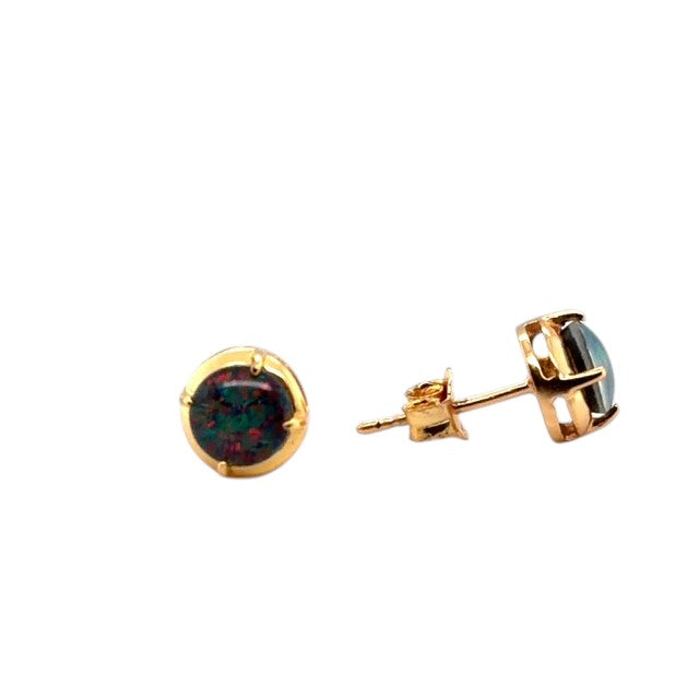 Gold Plated Triplet Opal Earrings (gpte127)