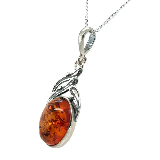 Sterling Silver Amber Pendant (sap36)