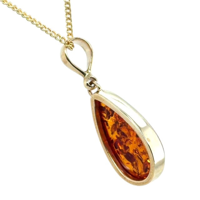 9ct Gold Amber Pendant (sap37)
