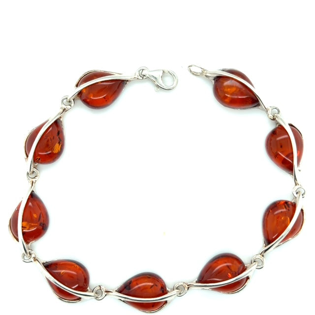 Sterling Silver Amber Bracelet (ambbra55)