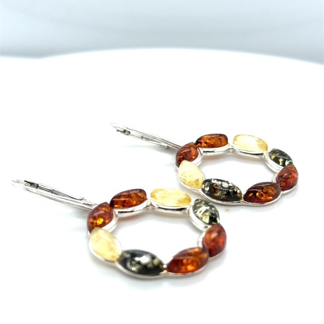 Sterling Silver Amber Earrings (sae137)