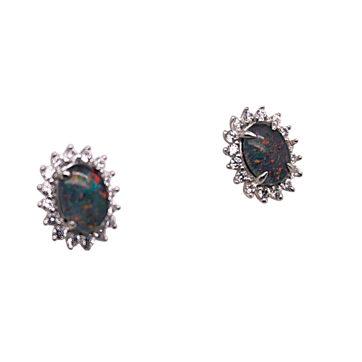Sterling Silver Triplet Opal Earrings (sste711)