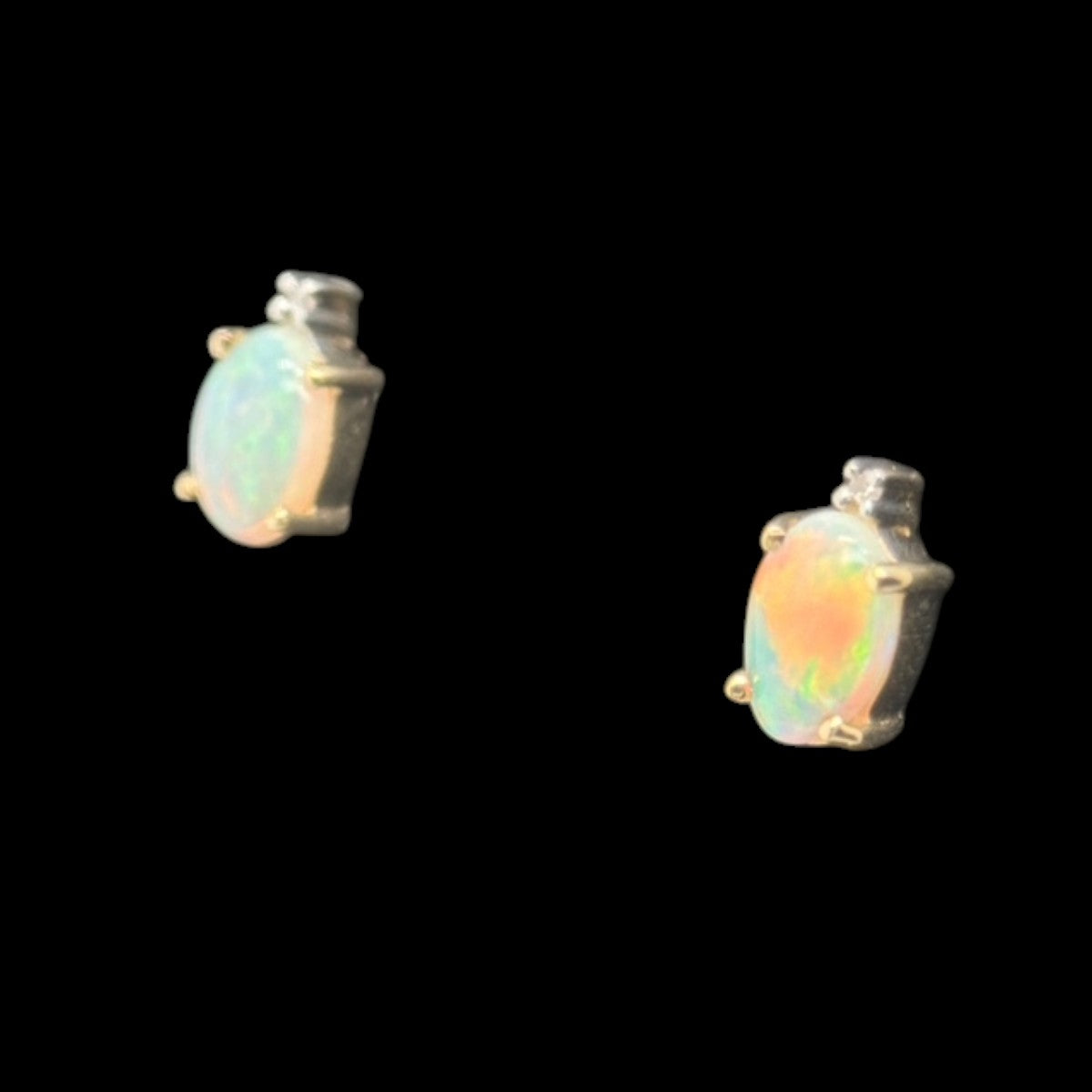 9ct Gold Solid Opal Earrings (se411)
