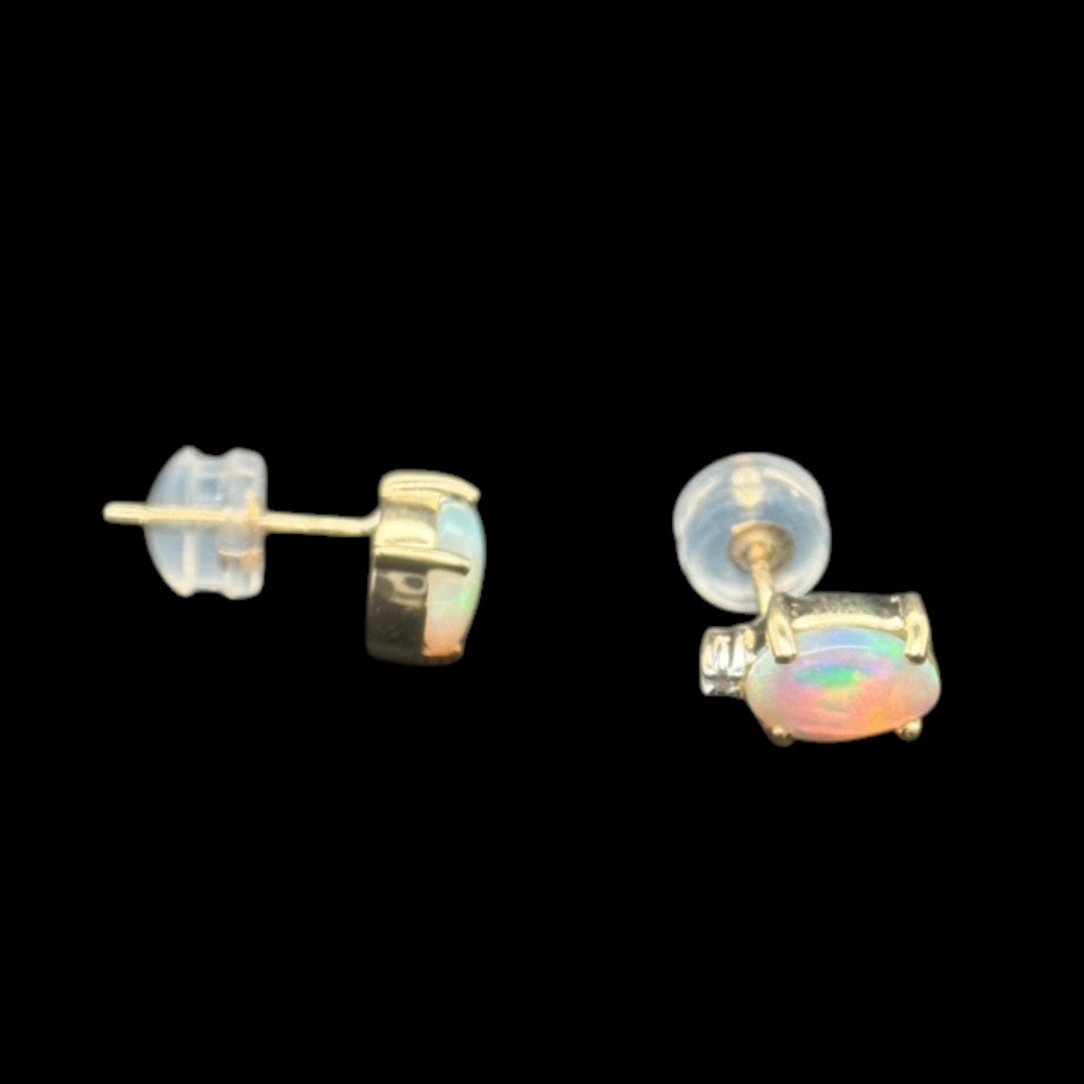 9ct Gold Solid Opal Earrings (se411)