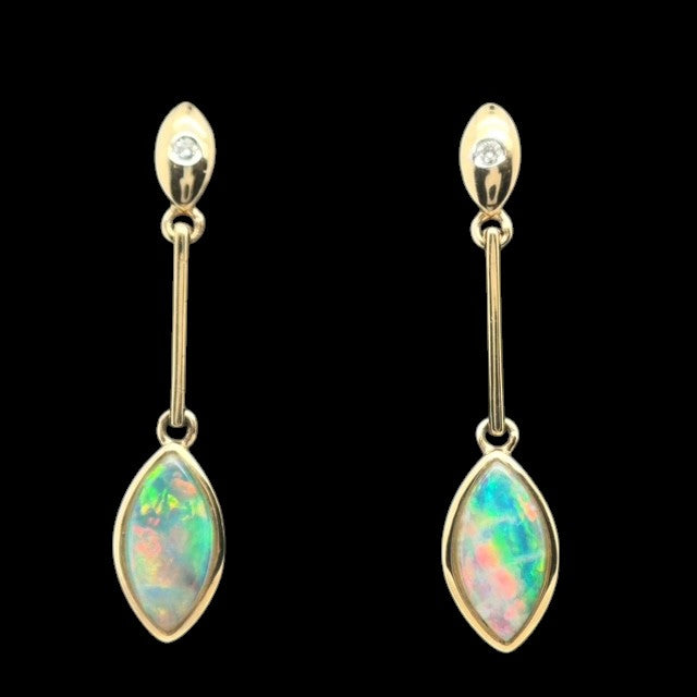 14ct Gold Solid Opal Earrings (se825)