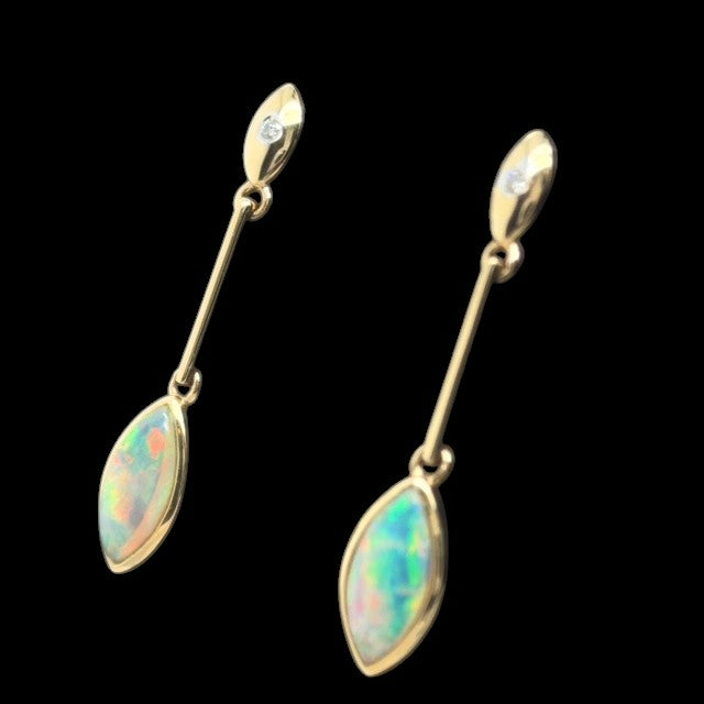 14ct Gold Solid Opal Earrings (se825)