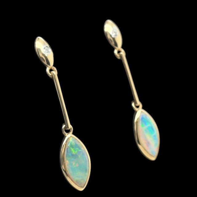 14ct Gold Solid Opal Earrings (se825)
