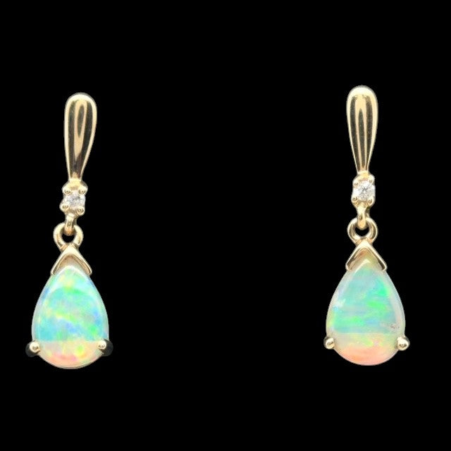 14ct Gold Solid Opal Earrings (se826)