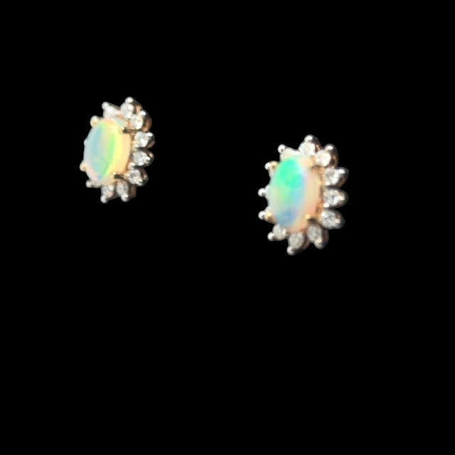 14ct Gold Solid Opal Earrings (se824)