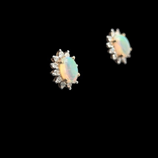 14ct Gold Solid Opal Earrings (se824)