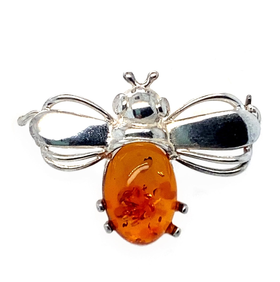 Sterling Silver Amber Bee Brooch