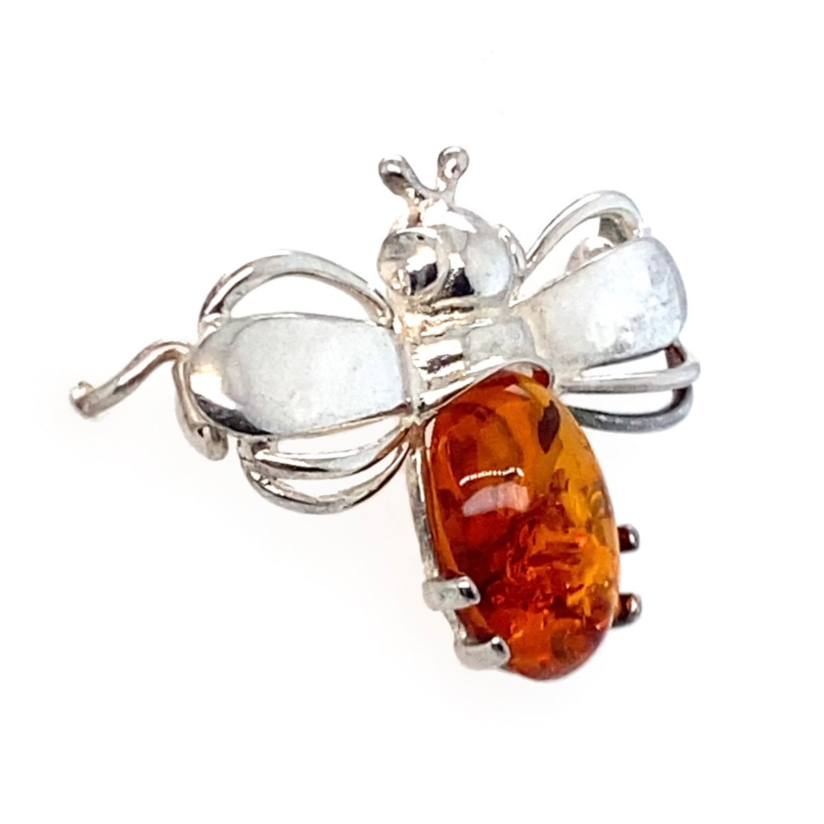 Sterling Silver Amber Bee Brooch