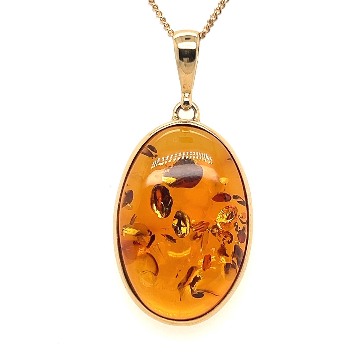 9ct Gold Amber Pendant (ambp70)