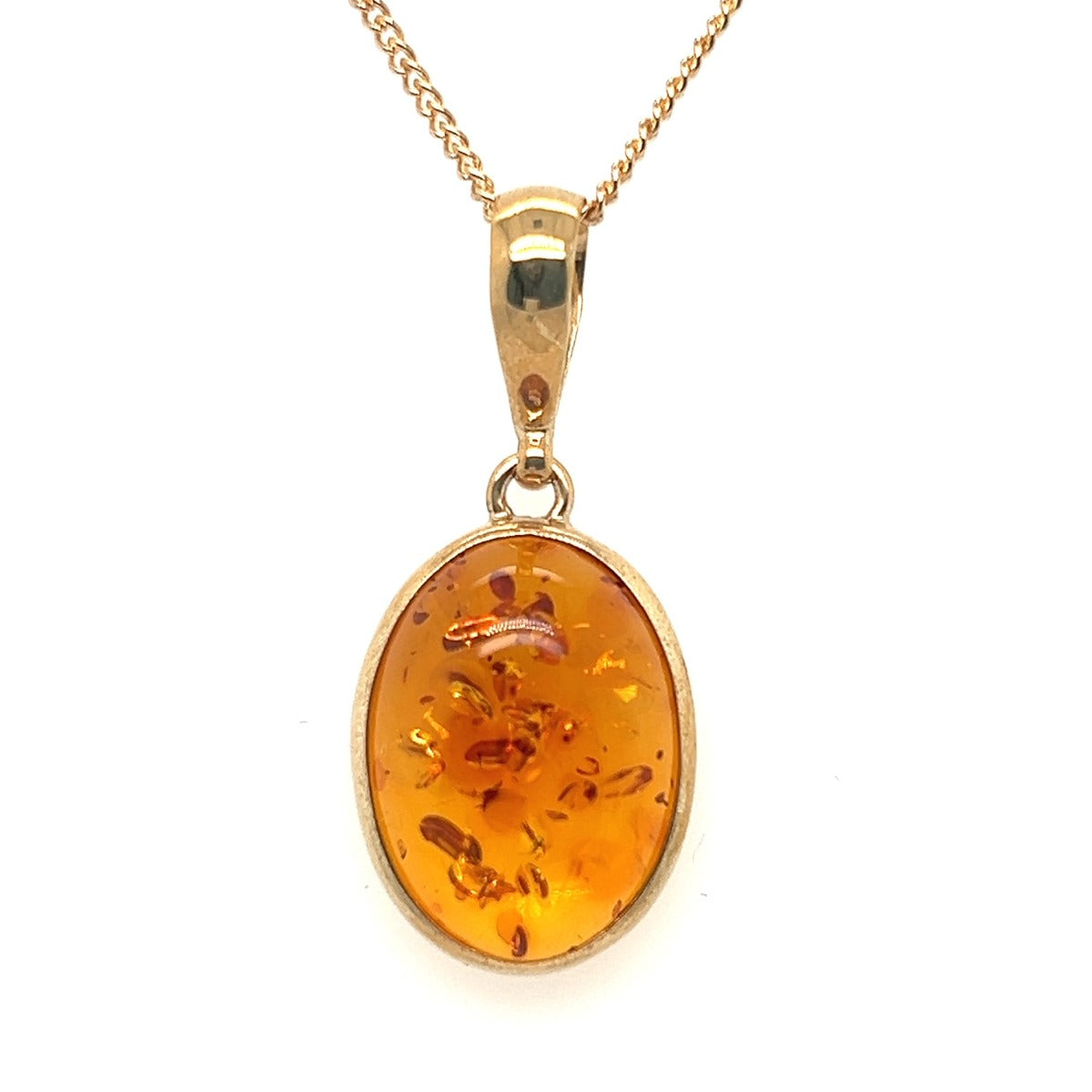 9ct Gold Amber Pendant (ambp71)