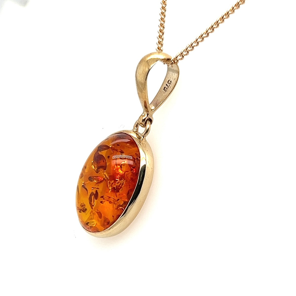 9ct Gold Amber Pendant (ambp71)