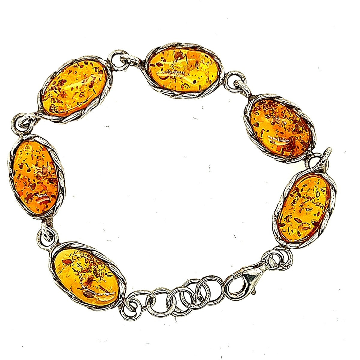 6 Piece Sterling Silver Amber bracelet