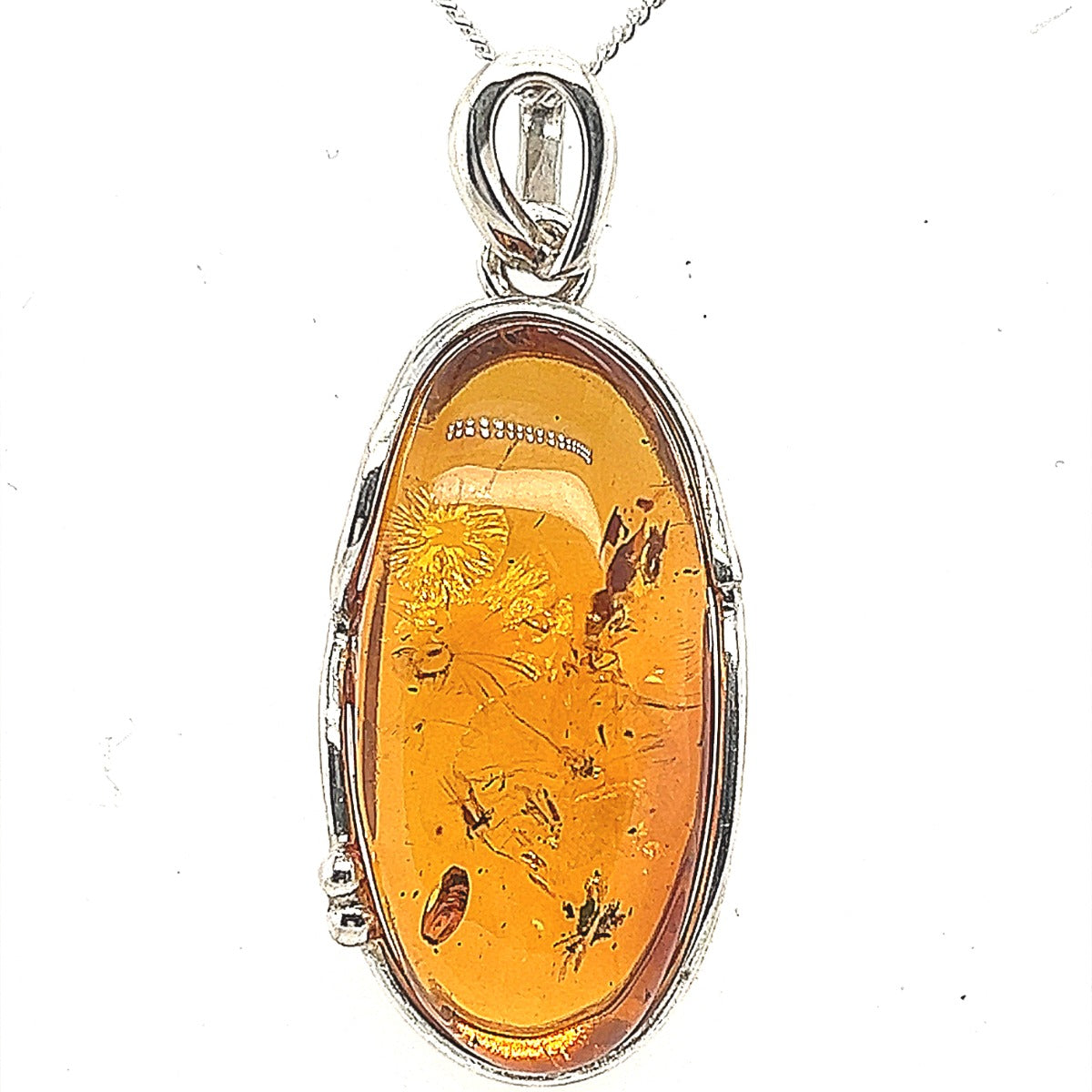 Silver Amber Pendant (34x16)