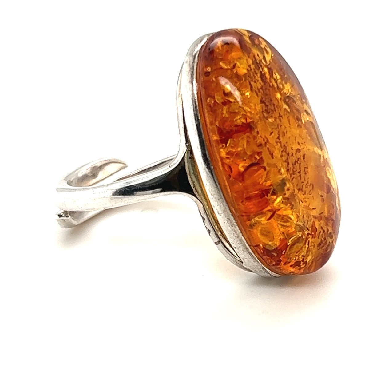 Sterling Silver Amber Ring (ambr215)