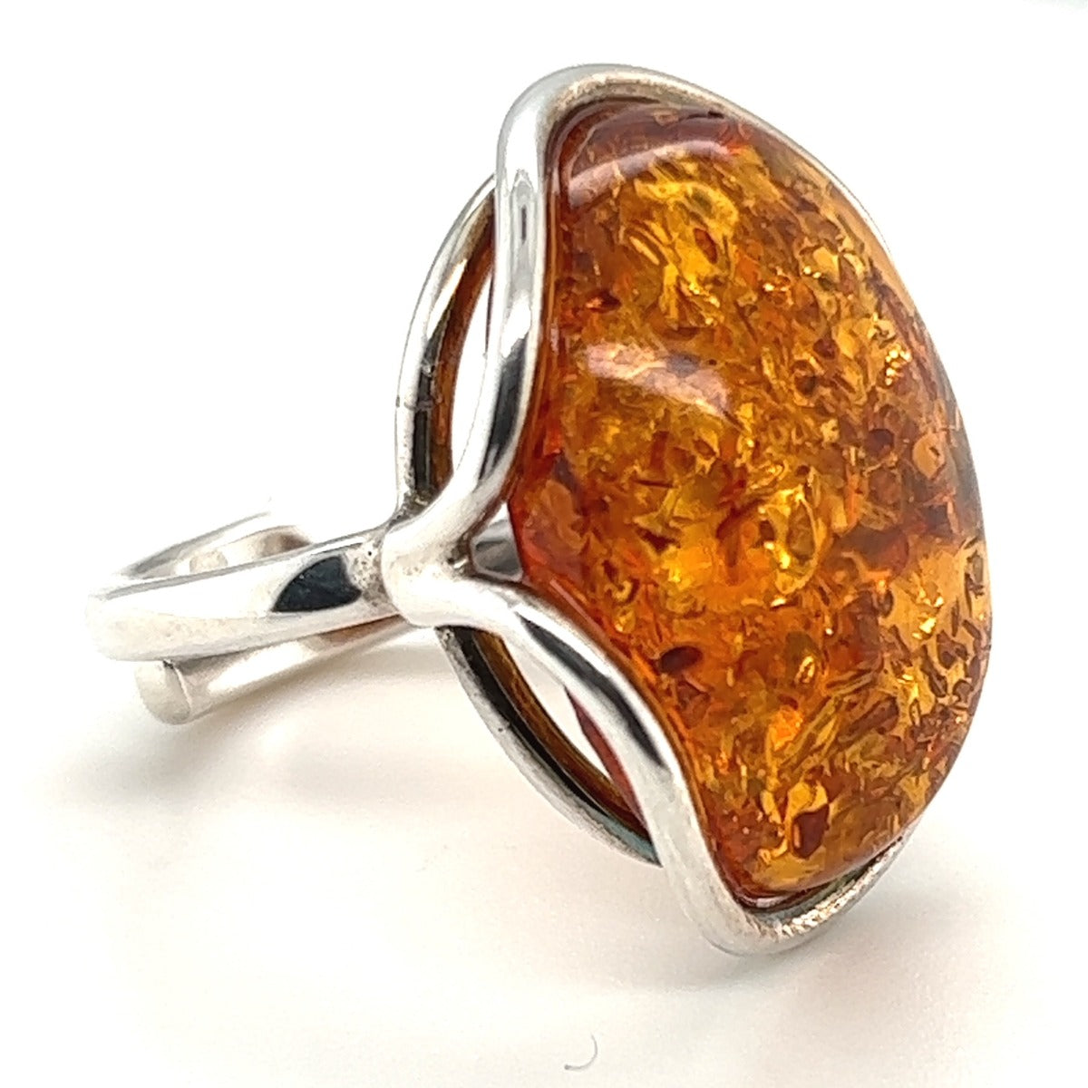 Sterling Silver Amber Ring (ambr216)