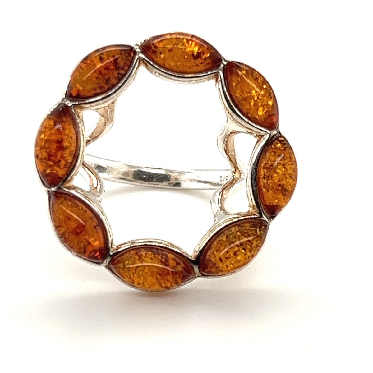 Sterling Silver Amber Ring (ambr219)