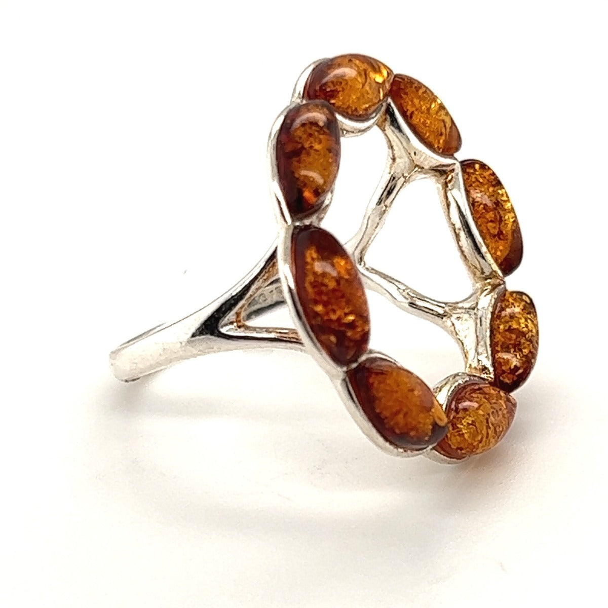 Sterling Silver Amber Ring (ambr219)