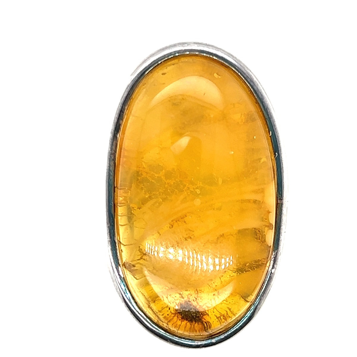 Beazel Set Sterling Silver Amber Ring (ambr6632)