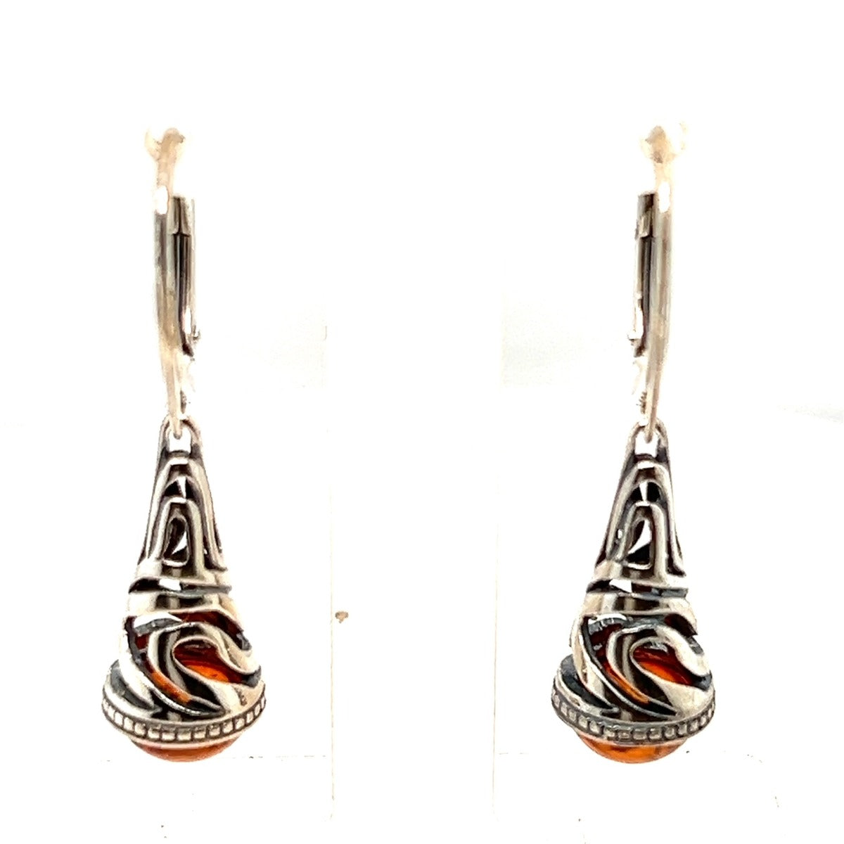 Sterling Silver Amber Earrings (ame119)