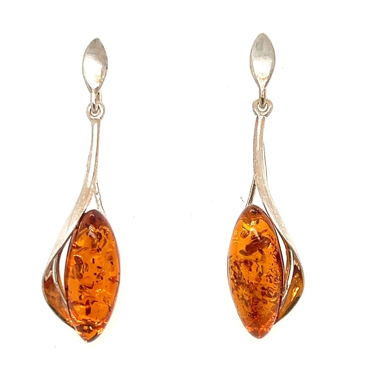 Sterling Silver Amber Earrings (ame122)