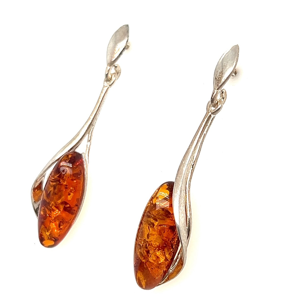 Sterling Silver Amber Earrings (ame122)