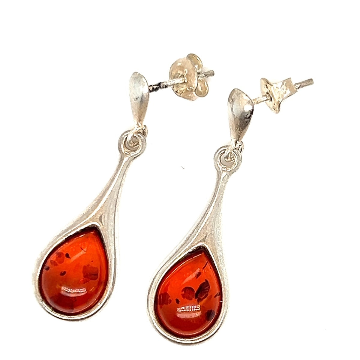 Sterling Silver Amber Earrings (ame124)