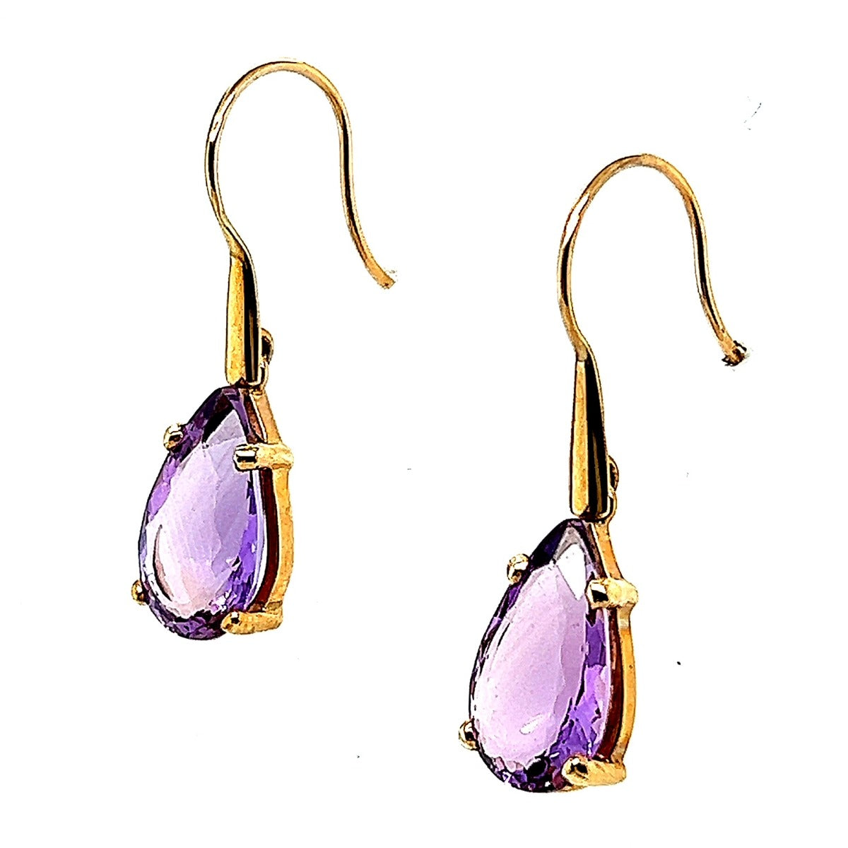 9ct Yellow Gold Amethyst Earrings (ameear2)