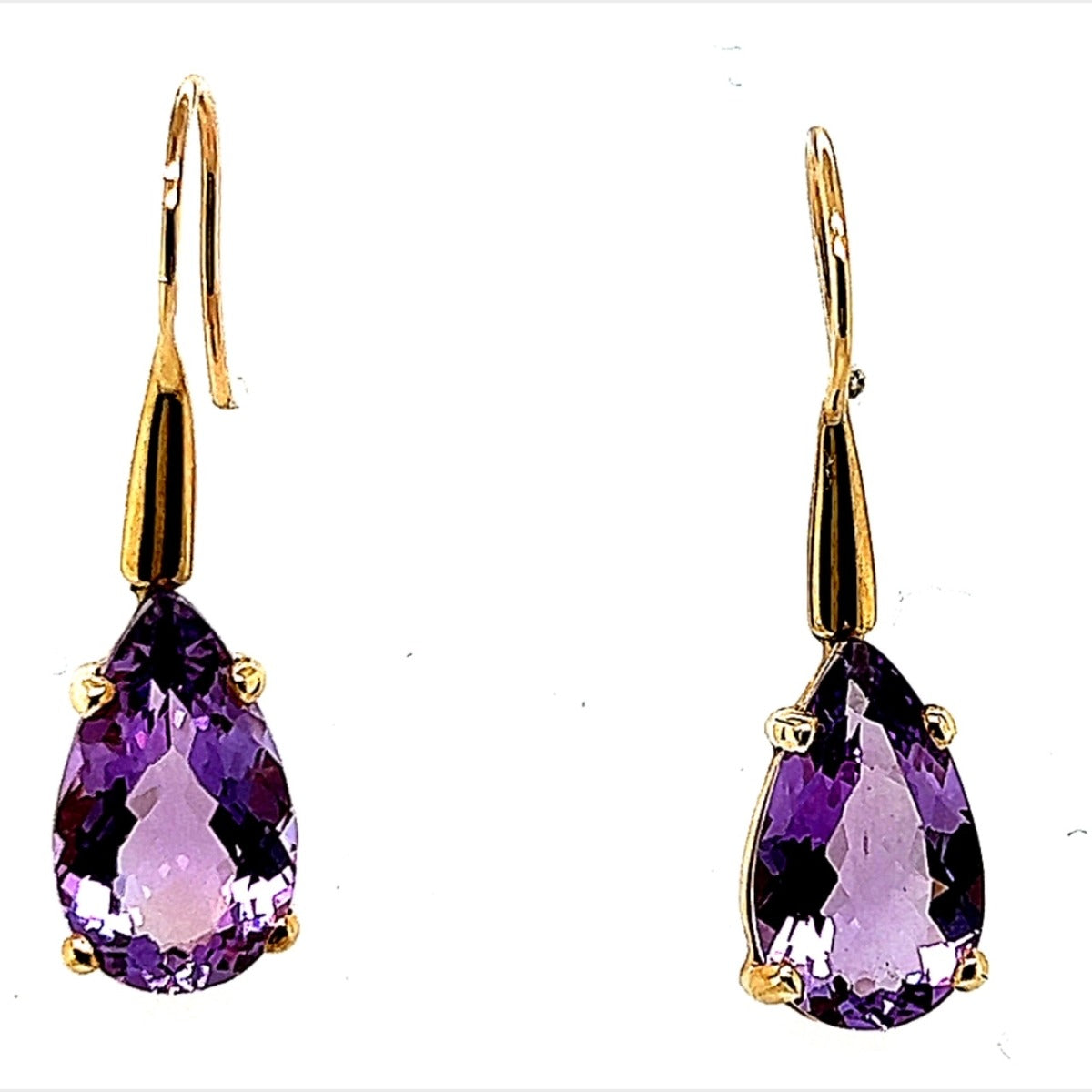 9ct Yellow Gold Amethyst Earrings (ameear2)