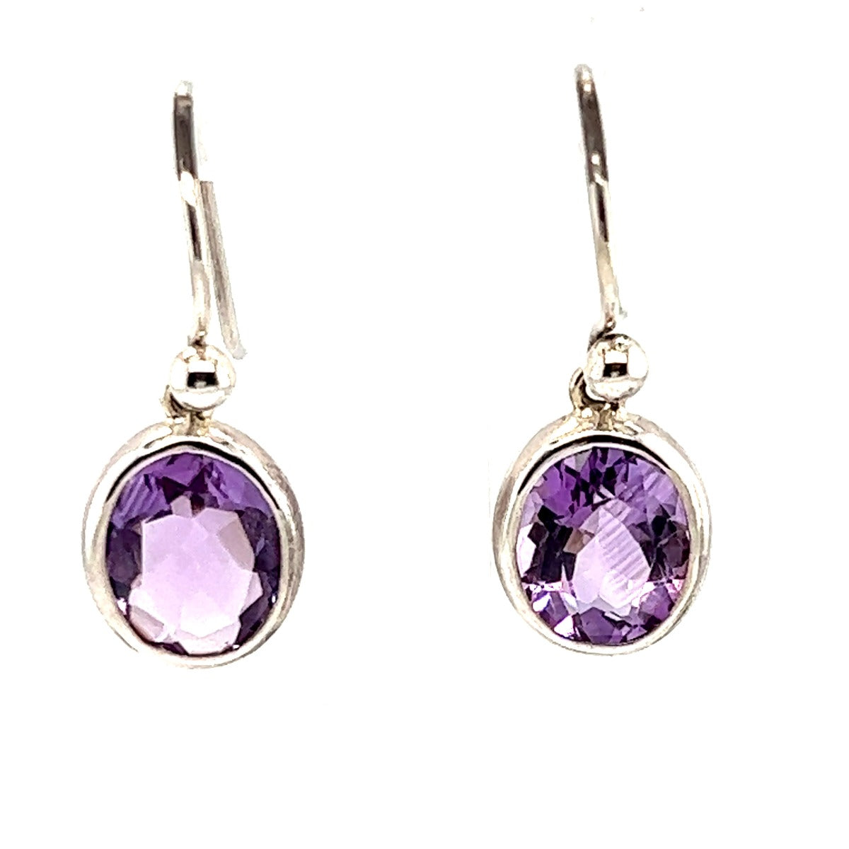 Oval Amethyst Earrings in Sterling Silver (amear2)