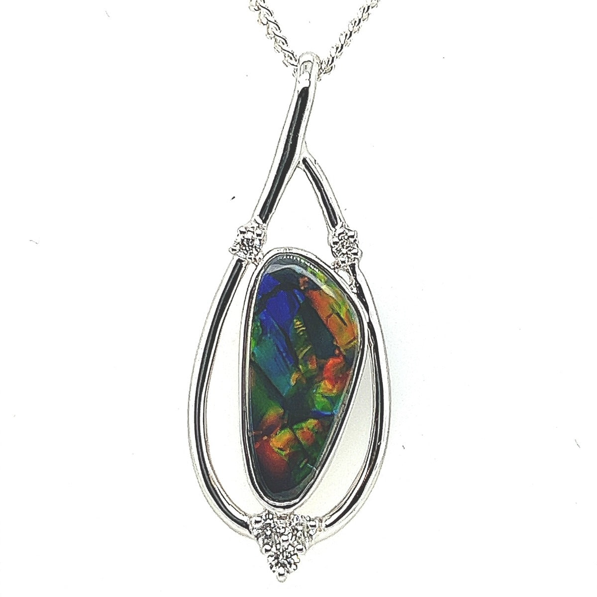 18ct White Gold Solid Black Opal Pendant (16x8)