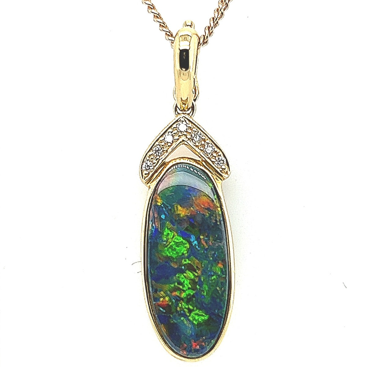 Lightning Ridge Black Opal 18ct Gold Pendant