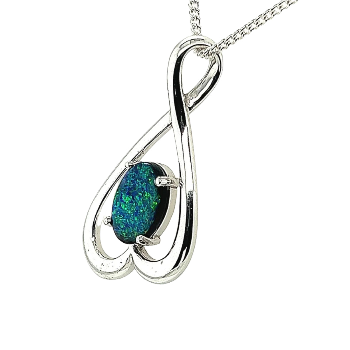 14ct white gold black opal pendant (sp7865)