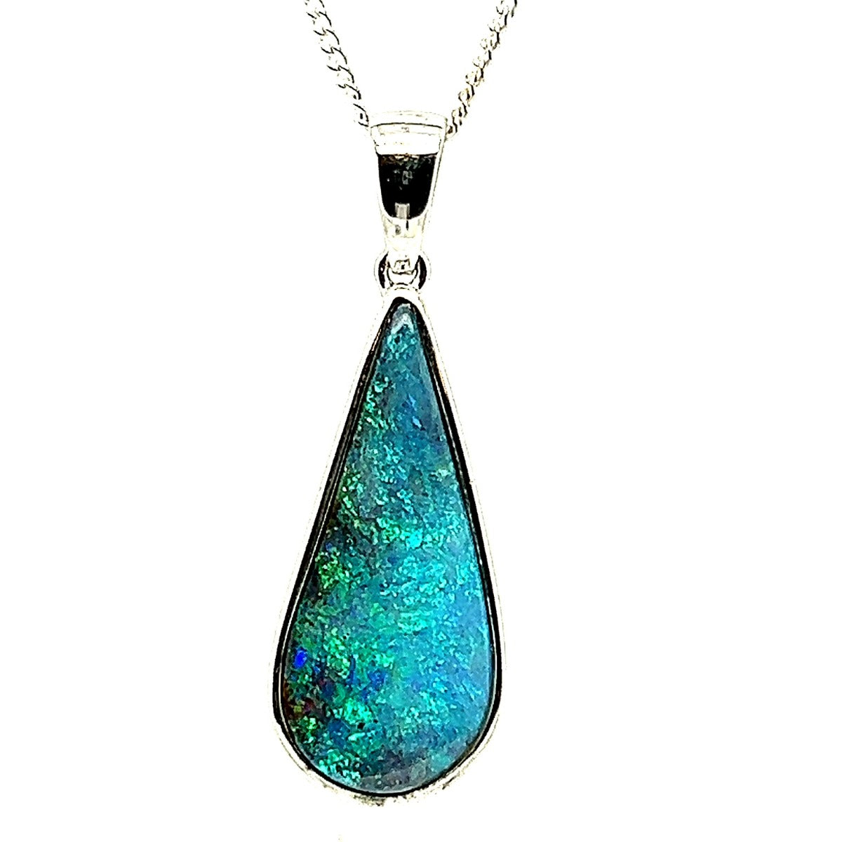 Sterling Silver Boulder Opal Pendant (boupen135)