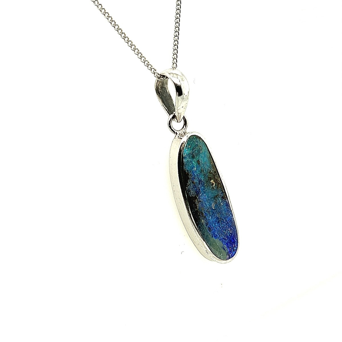 Sterling Silver Black Opal Pendant (boupen142)