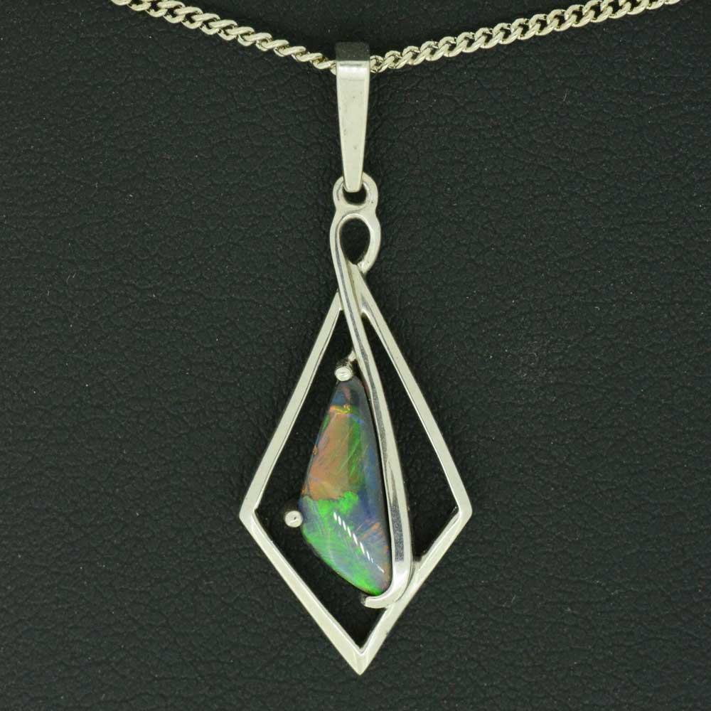 Sterling Silver Lightning Ridge Black Opal Pendant