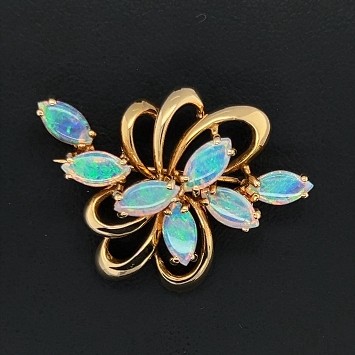 Solid 18ct Gold Opal Brooch with 7 Opals (sb1001)