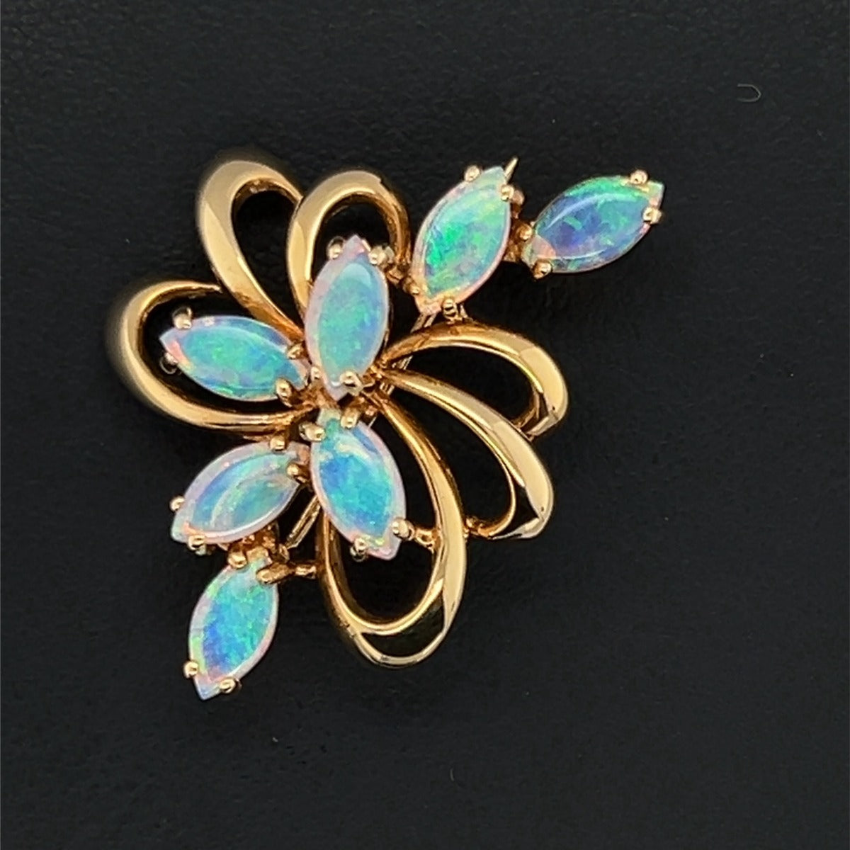 Solid 18ct Gold Opal Brooch with 7 Opals (sb1001)